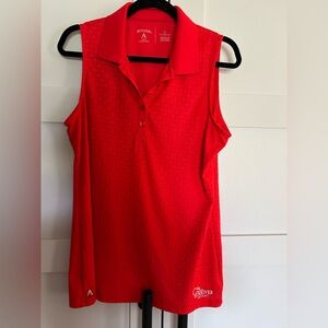 Antigua Women's Vibrant Red Desert Dry sleeveless Polo golf shirt large